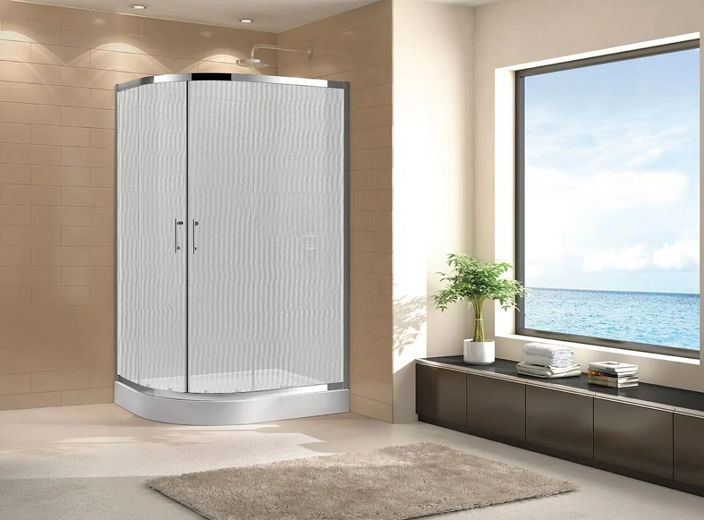 Душевой уголок Cezares Eco O-RH-2 120x90, профиль хром, стекло текстурное Sancos — официальный сайт