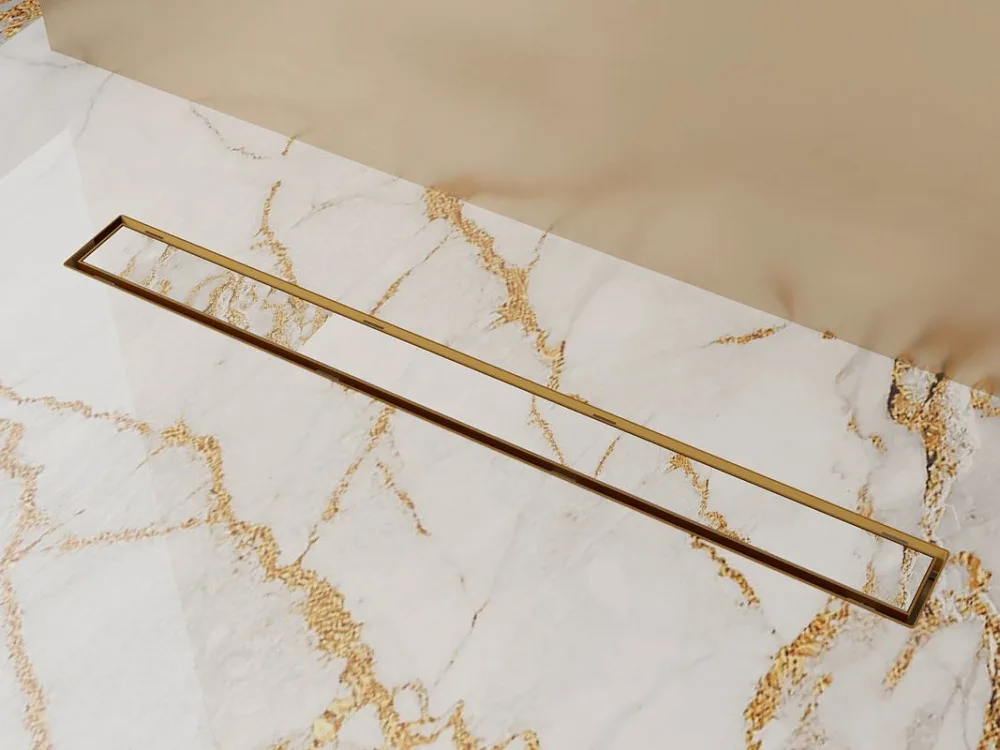 Душевой трап (лоток) Plumberia Selection PST In-Tile 80 см, золото брашированное Sancos — официальный сайт