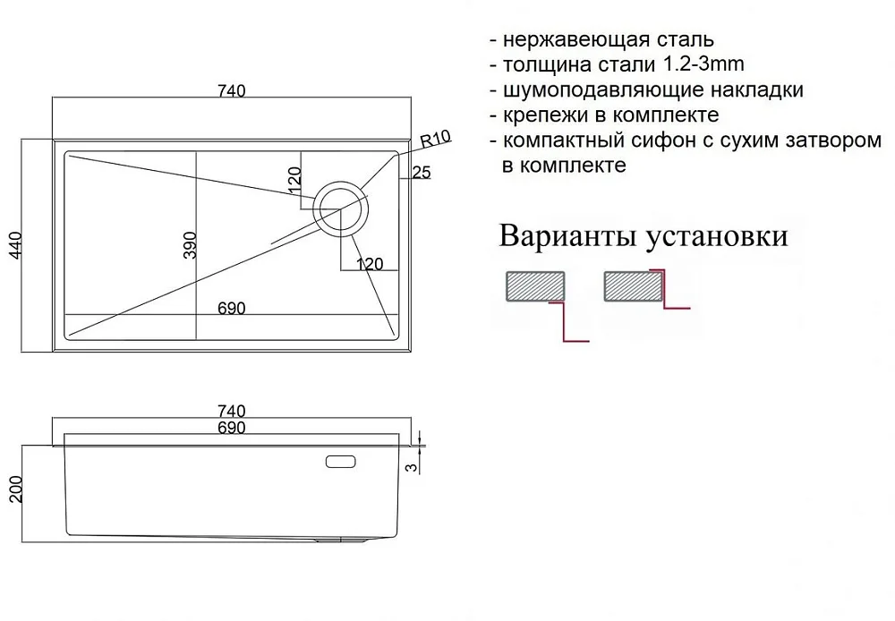 Кухонная мойка ZorG LUX 7444 GRAFIT Sancos — официальный сайт