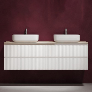 Тумба с раковиной Sancos Snob T 160 bianco, столешница бежевая TT160A2X, раковина CN5043