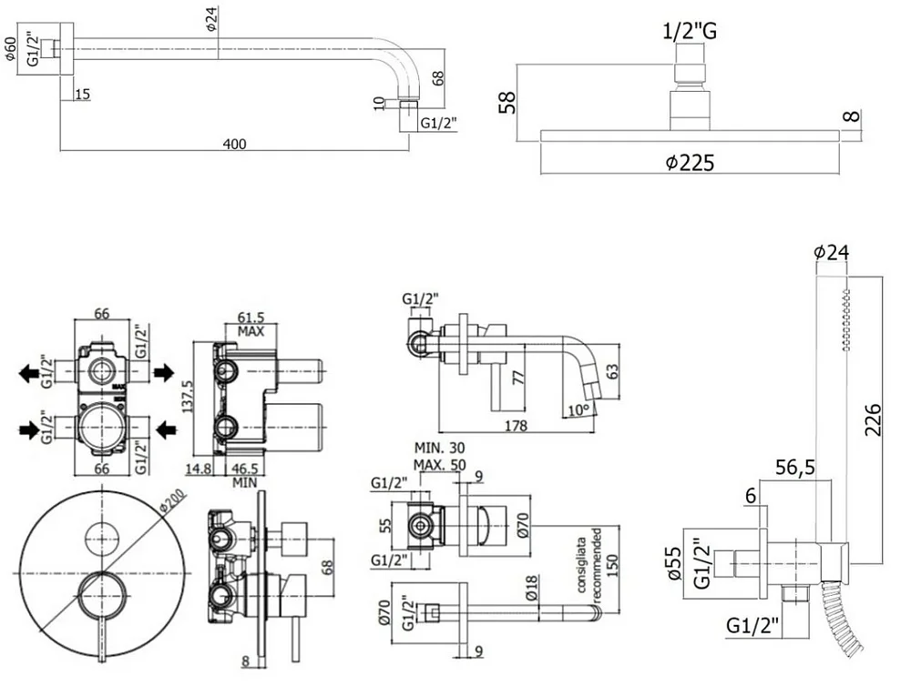 Комплект для ванной Paffoni Light KITLIG018CR006 С ВНУТРЕННЕЙ ЧАСТЬЮ, хром Sancos — официальный сайт