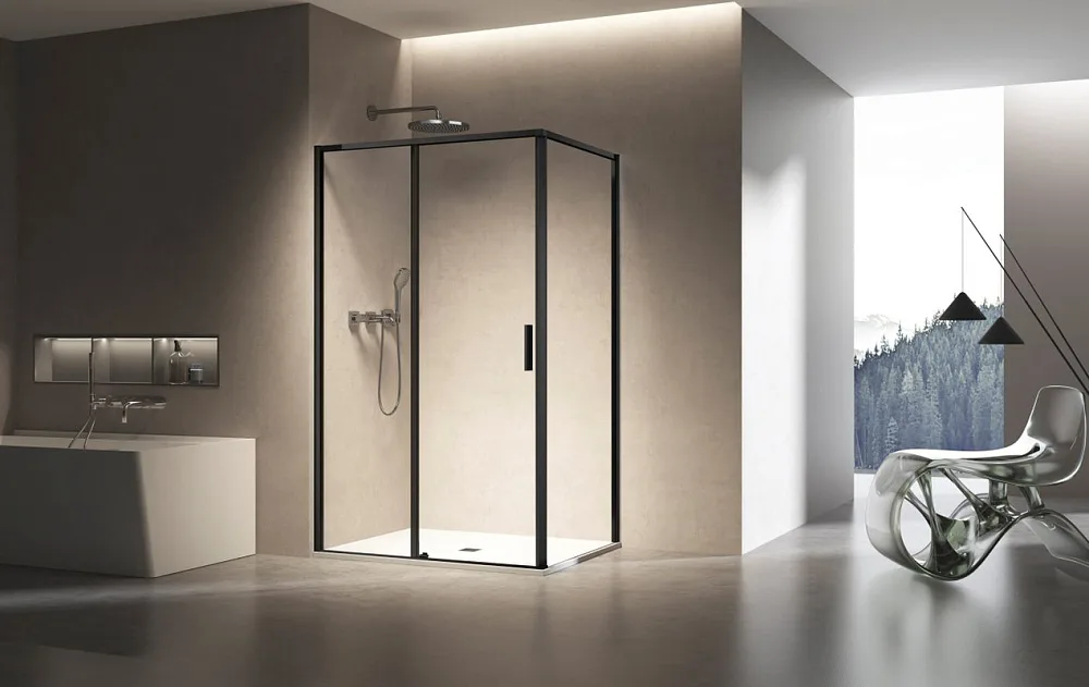 Душевой уголок Vincea Slim VSR-6SL8011CLB 110х80 см, профиль матовый черный, стекло прозрачное Sancos — официальный сайт