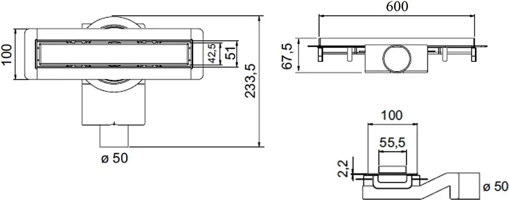 Душевой трап (лоток) Plumberia Selection PSM Modular 60 см, черный матовый Sancos — официальный сайт