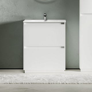 Тумба с раковиной Sancos Libra Floor 70 белый глянец, белая раковина CN7007