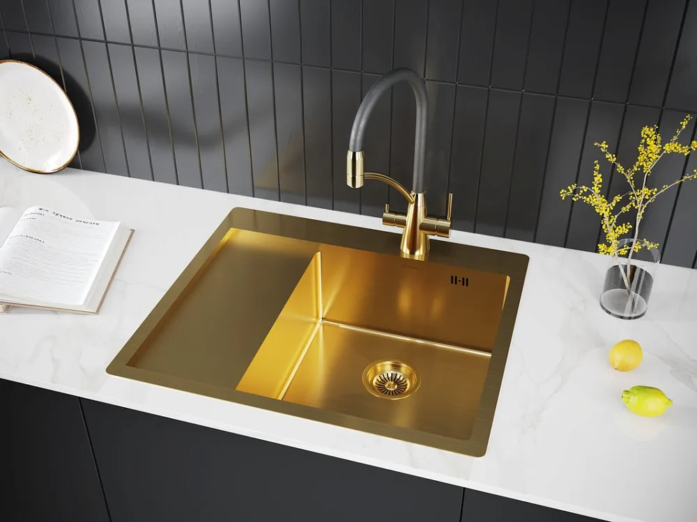 Мойка кухонная Paulmark Kroner PM225951-BGR брашированное золото R Sancos — официальный сайт