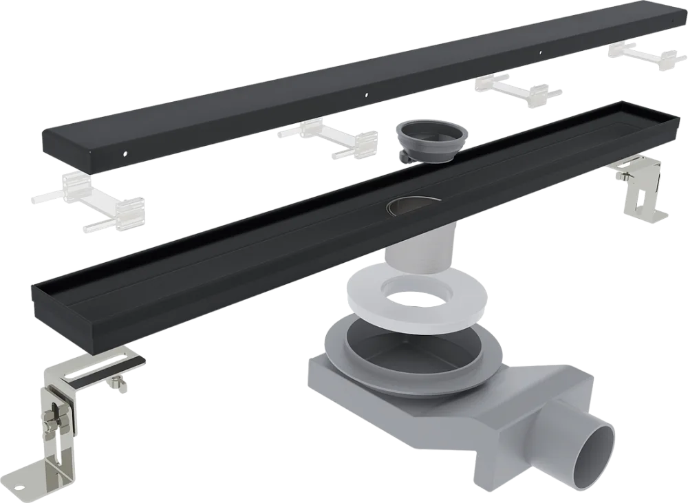 Душевой трап (лоток) Plumberia Selection PSL Linear 120 см, черный матовый Sancos — официальный сайт