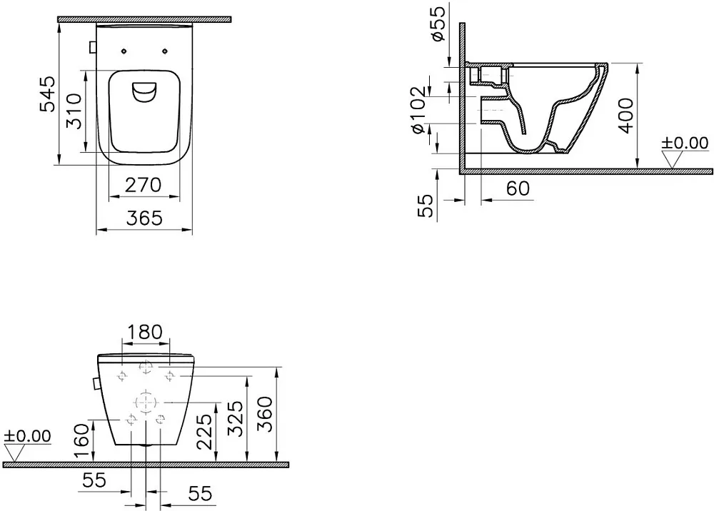 Унитаз подвесной VitrA Integra Square 7082B003-0075 Sancos — официальный сайт
