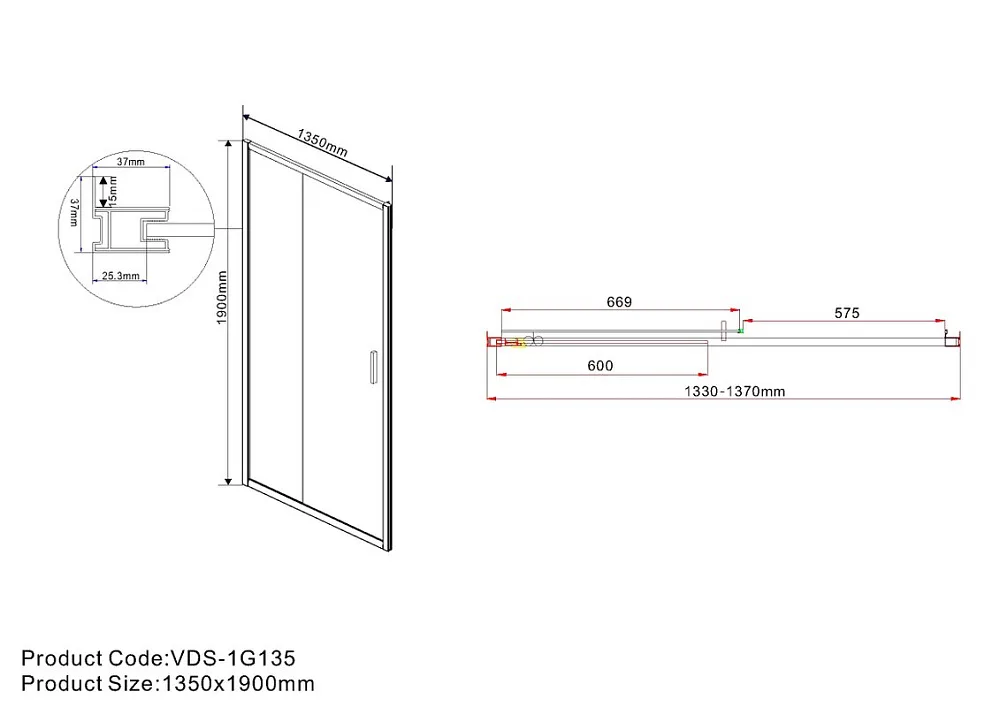Душевая дверь в нишу Vincea Garda VDS-1G135CLG 135 см, профиль брашированное золото, стекло прозрачн Sancos — официальный сайт