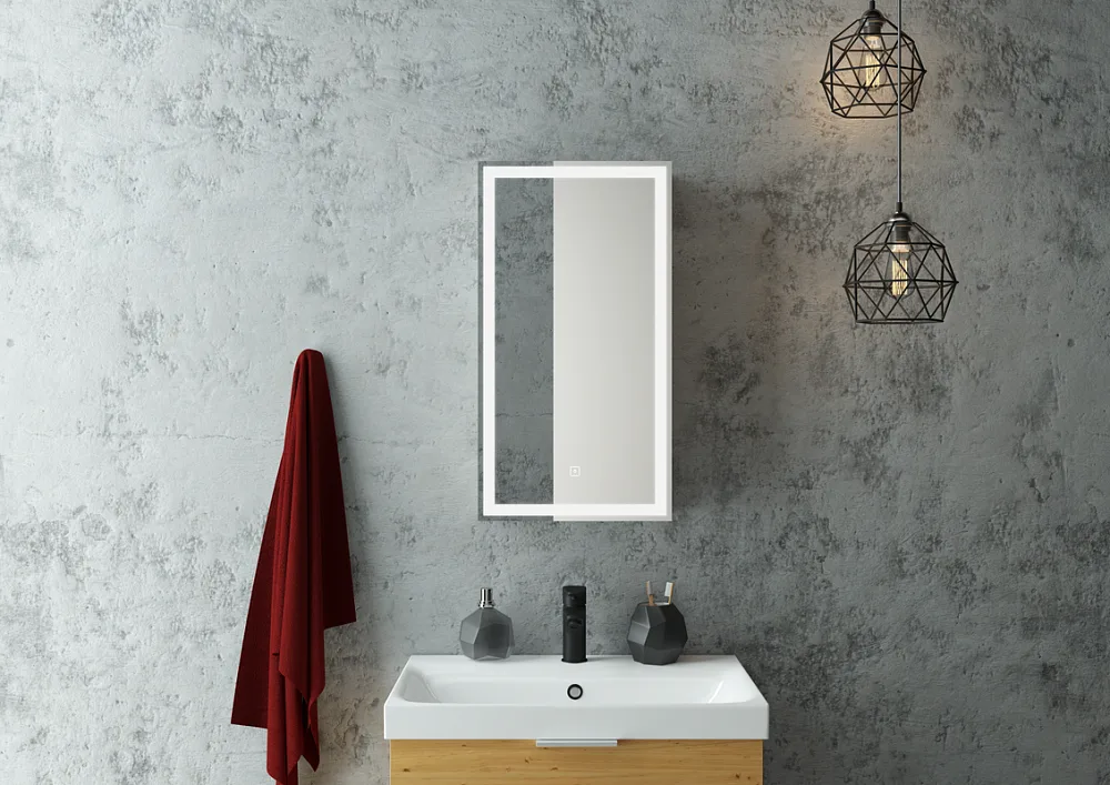 Зеркало-шкаф Art&Max Techno 35 R с подсветкой, черное Sancos — официальный сайт