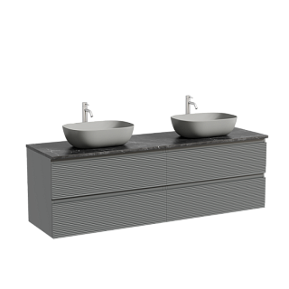 Тумба с раковиной Sancos Folk 160 grey soft, столешница черный мрамор TT160A1X, раковина CN6009MH