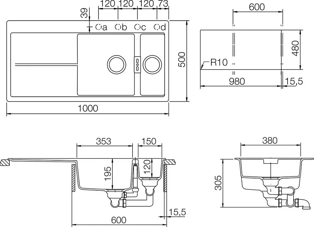 Мойка кухонная Schock Horizont 60D (D-150) Cristadur бронза Sancos — официальный сайт