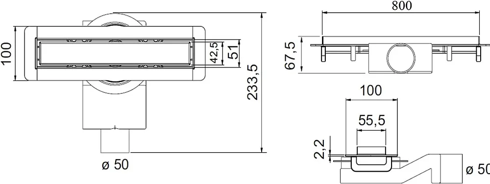 Душевой трап (лоток) Plumberia Selection PSM Modular 80 см, золото 24К Sancos — официальный сайт