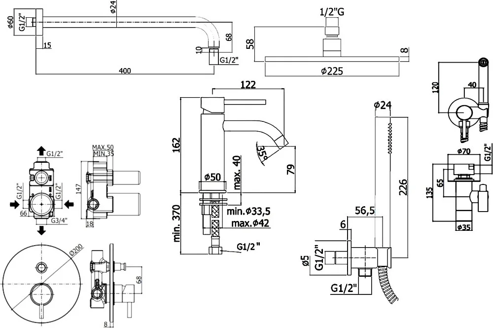 Комплект для ванной Paffoni Light KITZLIG015HGSP071 С ВНУТРЕННЕЙ ЧАСТЬЮ, медовое золото брашированно Sancos — официальный сайт