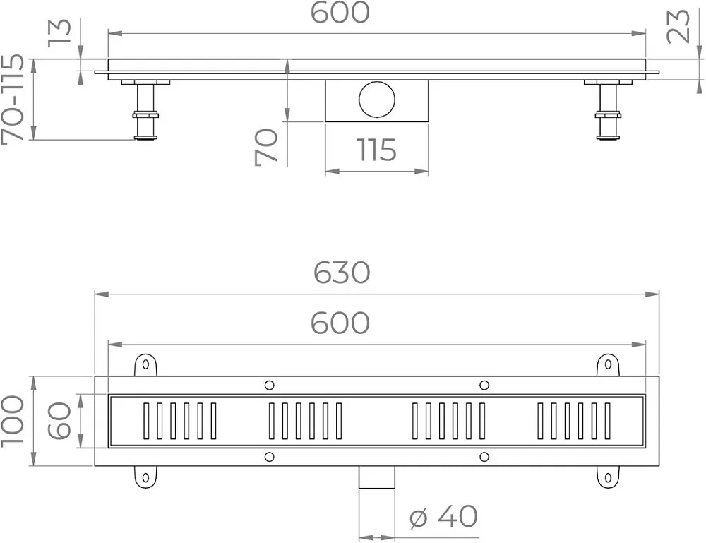 Душевой трап (лоток) RGW SDR-34B черный, 60 см Sancos — официальный сайт