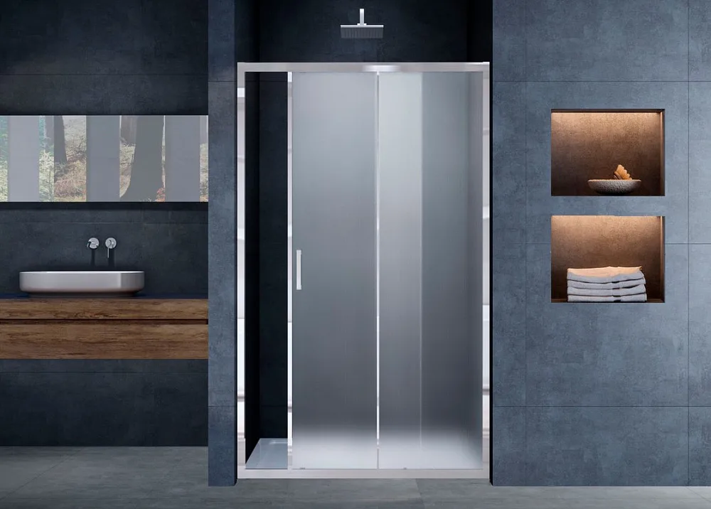 Душевая дверь в нишу Vincea Alpha VDS-3AL130MT 130 см, стекло текстурное, хром Sancos — официальный сайт