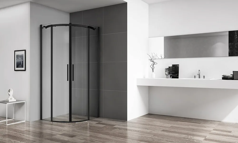 Душевой уголок BelBagno Acqua R-2-90-C-NERO профиль черный матовый Sancos — официальный сайт