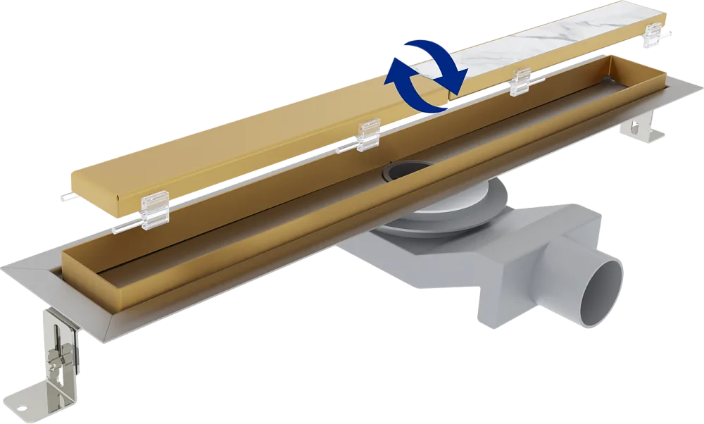 Душевой трап (лоток) Plumberia Selection PST In-Tile 80 см, золото брашированное Sancos — официальный сайт