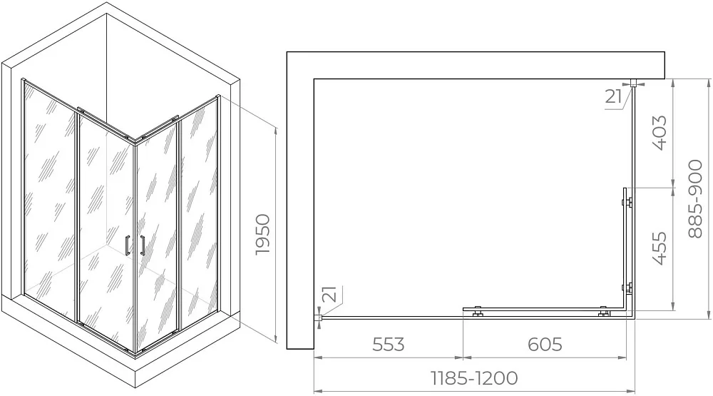 Душевой уголок RGW Passage PA-040 1200x900x1950, профиль хром Sancos — официальный сайт