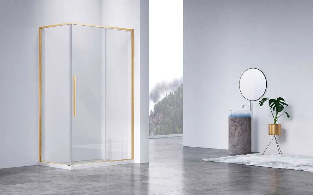 Душевой уголок Vincea Slim-N VSR-4SN8012CLG 120х80, профиль брашированное золото, стекло прозрачное Sancos — официальный сайт