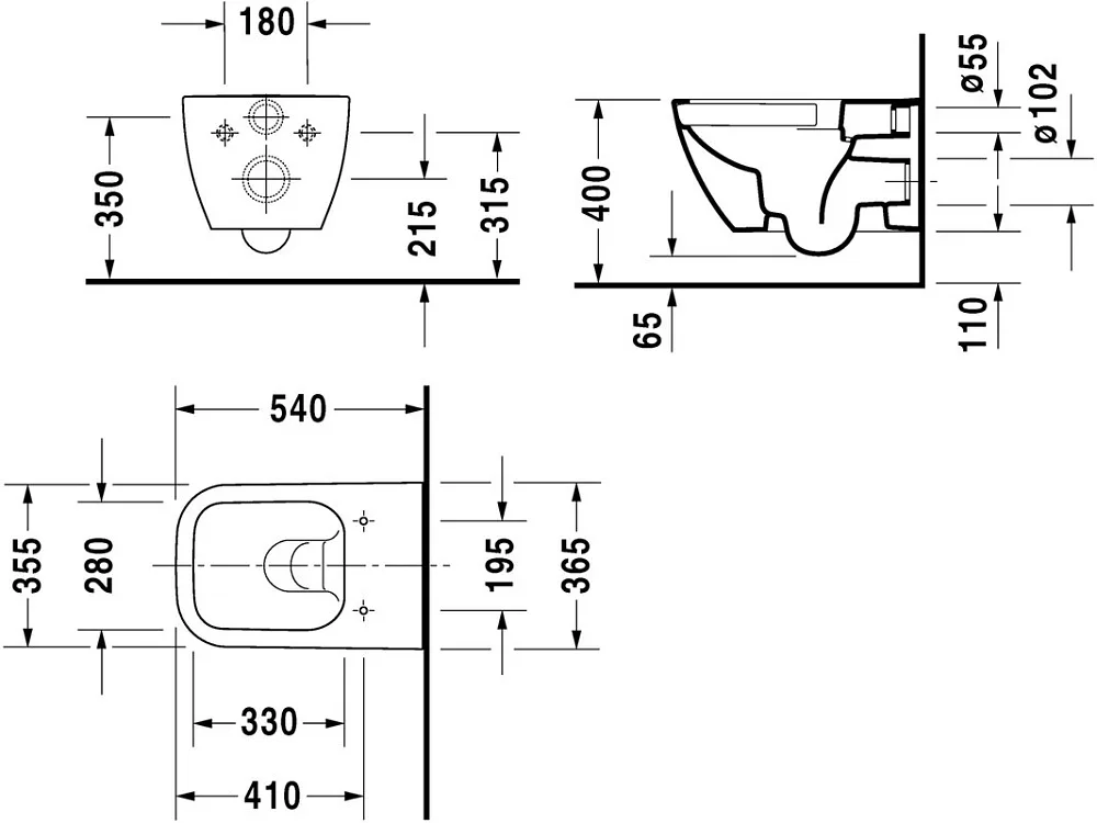 Унитаз подвесной Duravit Happy D.2 2222098900 64591300 с микролифтом, безободковый, глянцевый черный Sancos — официальный сайт
