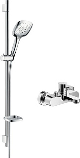 Смеситель для ванны с душем Hansgrohe Metris S 31460000, + Душевой гарнитур Hansgrohe Raindance Sele