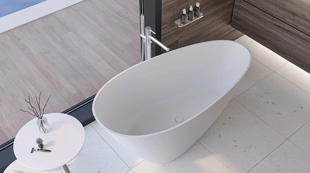 Ванна из искусственного камня WHITECROSS Spinel C 150x70 см, отдельностоящая, матовая белая, овальна Sancos — официальный сайт