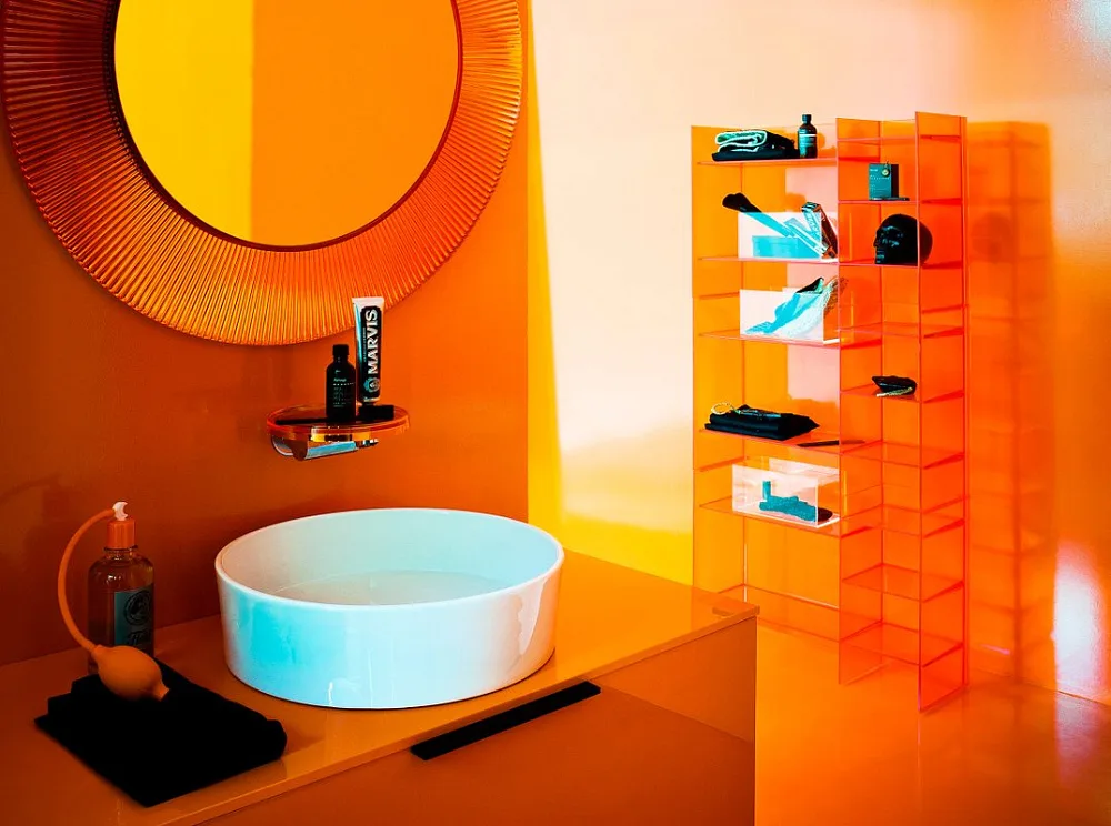 Зеркало круглое Laufen Kartell by Laufen 80 оранжевое Sancos — официальный сайт