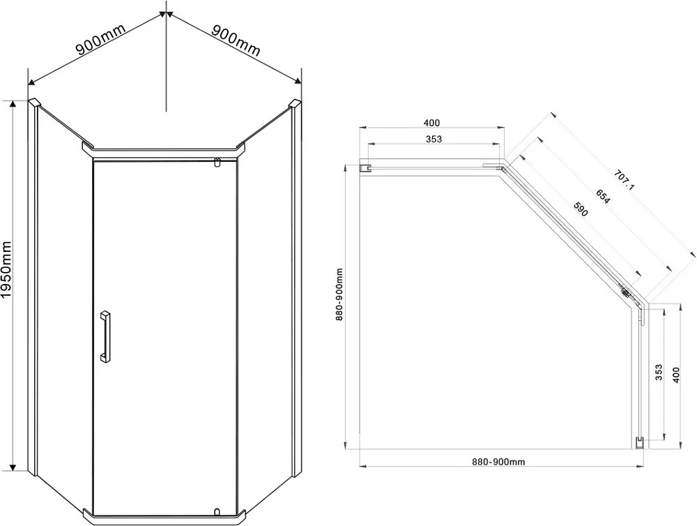 Душевой уголок Vincea Stresa VSP-1S900CLB 90x90, профиль чёрный, стекло прозрачное Sancos — официальный сайт