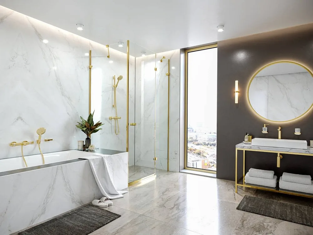 Дозатор Hansgrohe AddStoris 41745990 полированное золото Sancos — официальный сайт