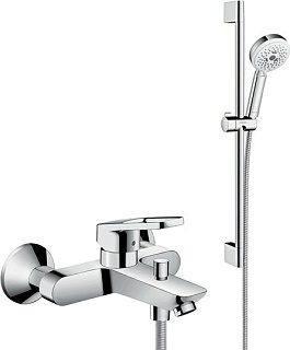 Смеситель для ванны с душем Hansgrohe Logis Loop 71244000, + Душевой гарнитур Hansgrohe Crometta 100