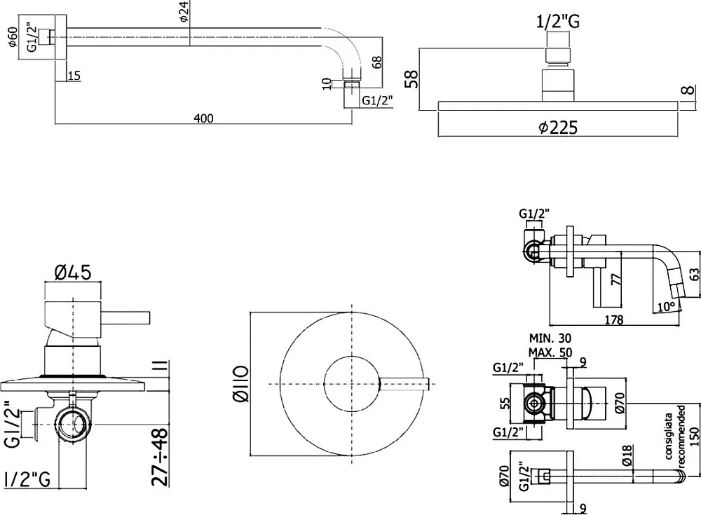 Комплект для ванной Paffoni Light KITLIG011BO006 С ВНУТРЕННЕЙ ЧАСТЬЮ, белый Sancos — официальный сайт