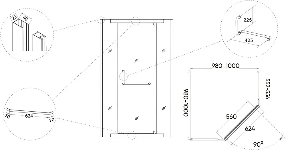 Душевой уголок Veconi Rovigo RV-36 100x100 Sancos — официальный сайт