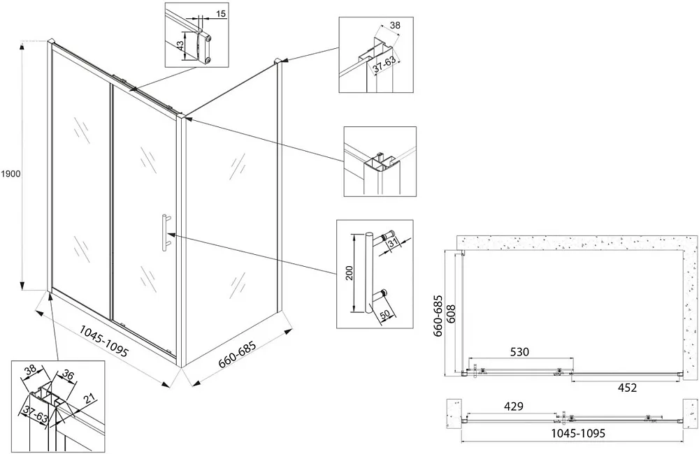 Душевой уголок Veconi Rovigo RV-072 110x70, профиль хром Sancos — официальный сайт
