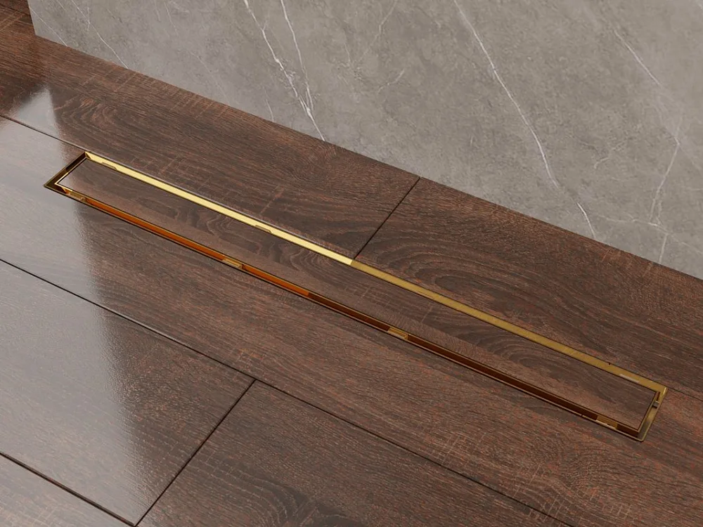 Душевой трап (лоток) Plumberia Selection PSL Linear 80 см, золото 24К Sancos — официальный сайт