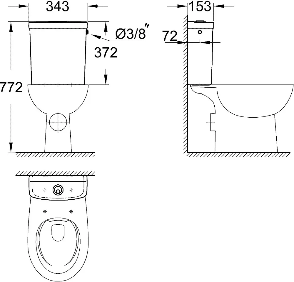 Бачок для унитаза Grohe Bau Ceramic 39437000 подвод воды сбоку Sancos — официальный сайт