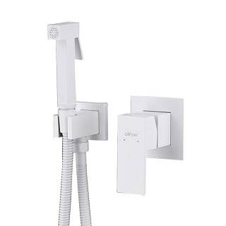 Гигиенический душ Abber Daheim AF8225W, со смесителем, С ВНУТРЕННЕЙ ЧАСТЬЮ, матовый белый