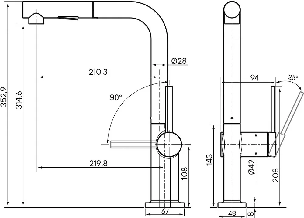Смеситель для кухни Paulmark Neo Ne214419-SBG светлое брашированное золото Sancos — официальный сайт