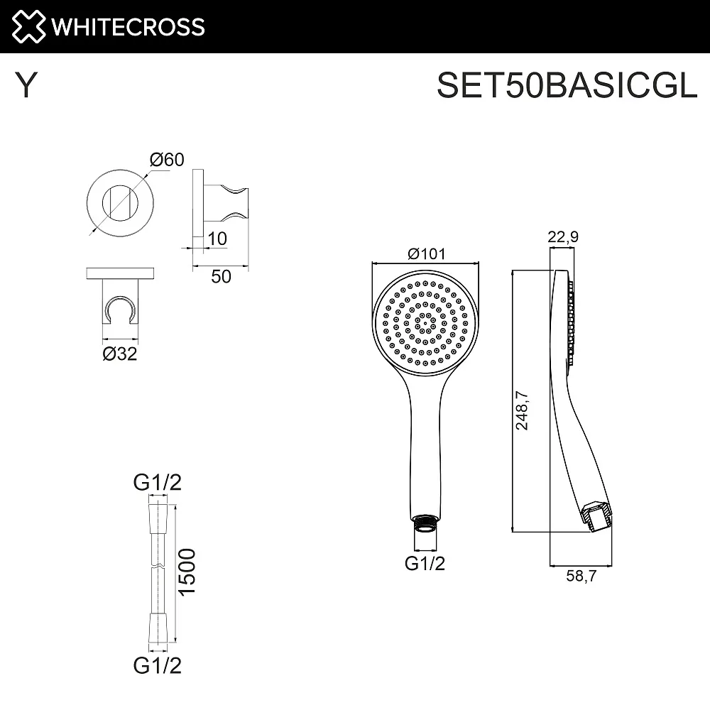 Душевой гарнитур WHITECROSS SET50BASICGL, золото Sancos — официальный сайт