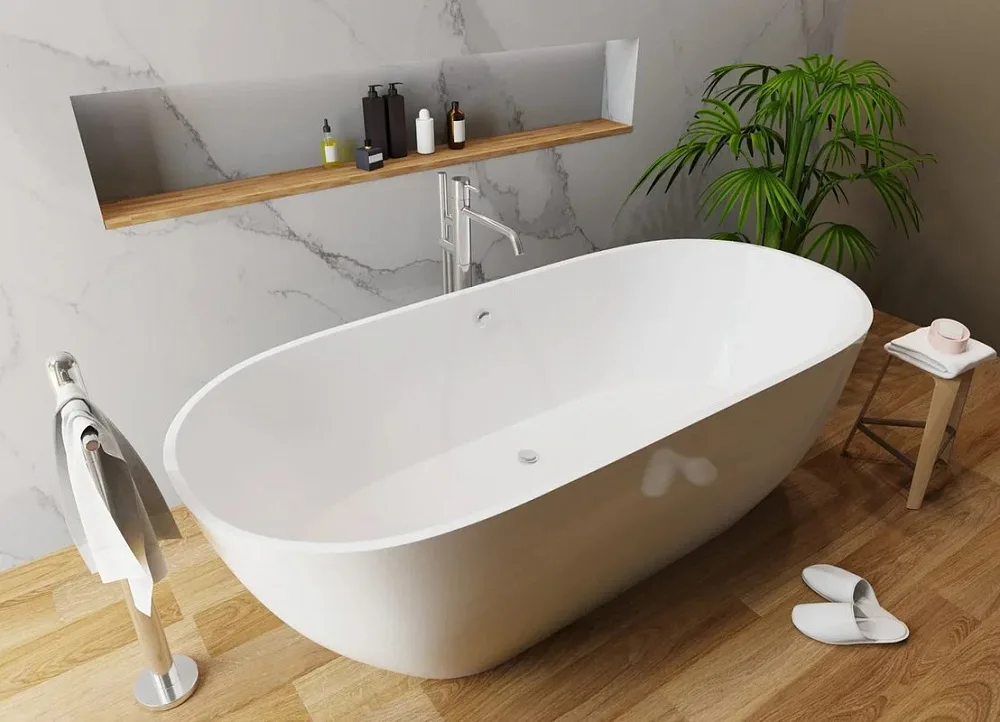 Ванна из искусственного камня Эстет Майами ФР-00006013 180x80 см, отдельностоящая, белая, овальная Sancos — официальный сайт
