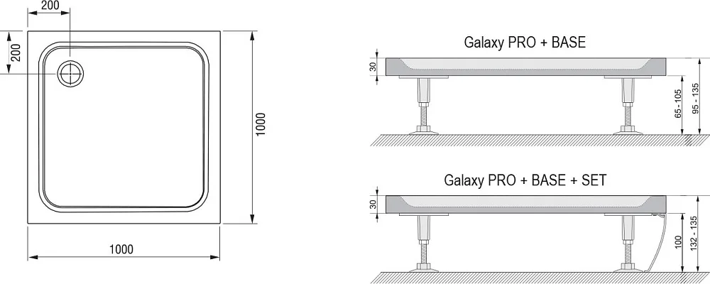Поддон для душа Ravak Galaxy Pro Chrome Perseus Pro-100 с сифоном Sancos — официальный сайт