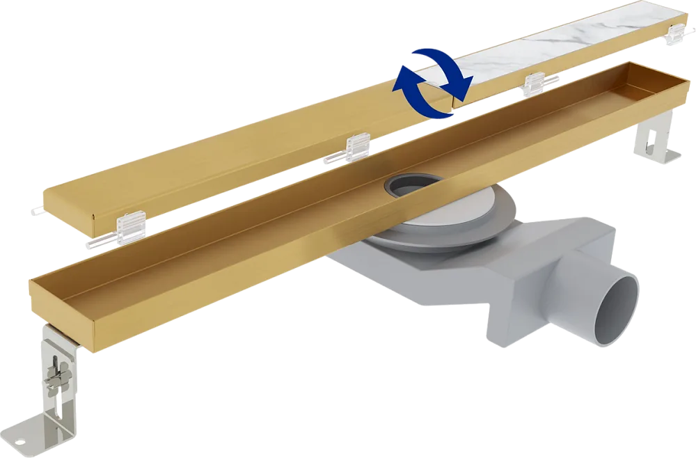 Душевой трап (лоток) Plumberia Selection PSL Linear 80 см, золото брашированное Sancos — официальный сайт