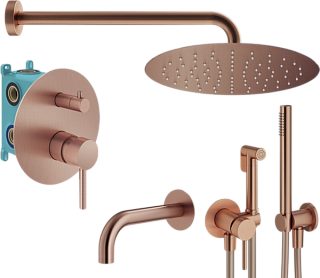 Комплект для ванной Plumberia Selection Ixo KITZXO19RS60 С ВНУТРЕННЕЙ ЧАСТЬЮ, медь брашированная