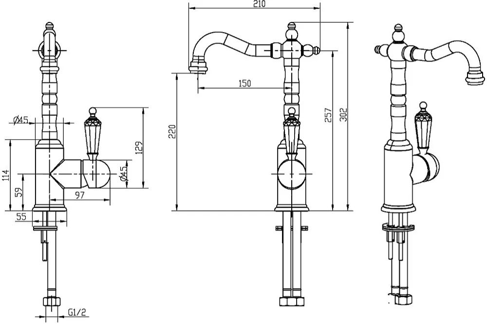 Смеситель для раковины Boheme Imperiale Presente 322 Sancos — официальный сайт