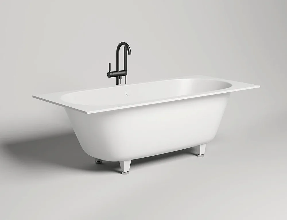 Ванна из искусственного камня Salini Ornella Axis S-Sense 180x80 см, встраиваемая, белая, на ножках Sancos — официальный сайт