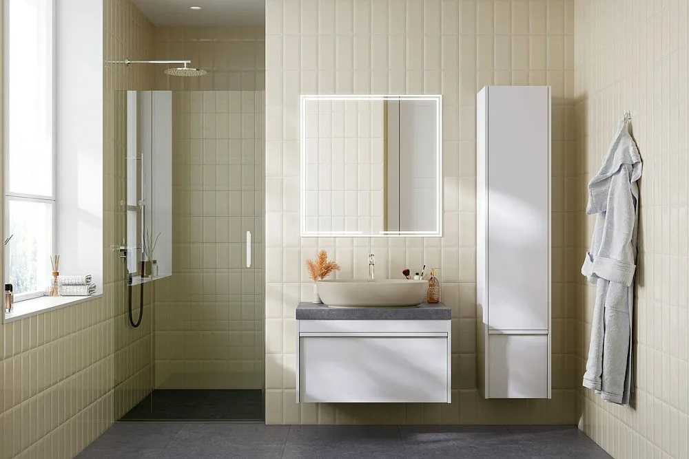 Шкаф-пенал для ванной KERAMA MARAZZI Modula 165 белый глянцевый Sancos — официальный сайт
