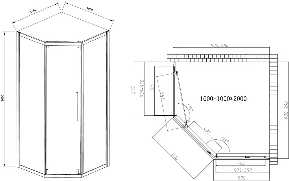 Душевой уголок Vincea Show VSP1-4SH100CLB 100x100, профиль черный Sancos — официальный сайт