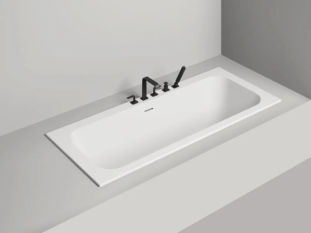 Ванна из искусственного камня Salini Orlanda Axis Kit S-Sense 190x80 см, встраиваемая, белая, на нож Sancos — официальный сайт