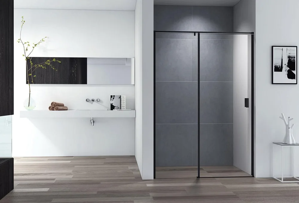 Душевая дверь в нишу Cezares Urban B 12 110 C Nero профиль черный, стекло прозрачное Sancos — официальный сайт