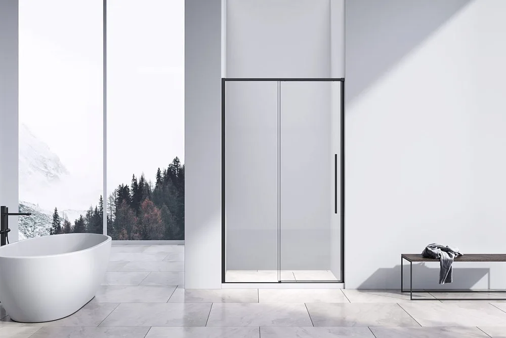 Душевая дверь в нишу Vincea Slim-N VDS-4SN140CLB 140 см, профиль черный Sancos — официальный сайт