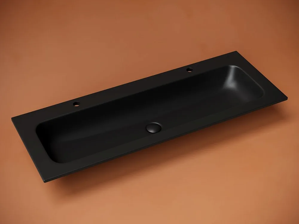 Мебельная раоквина Ceramicanova Grace прямоугольная с 2двумя отверстиями под смеситель черная матова Sancos — официальный сайт